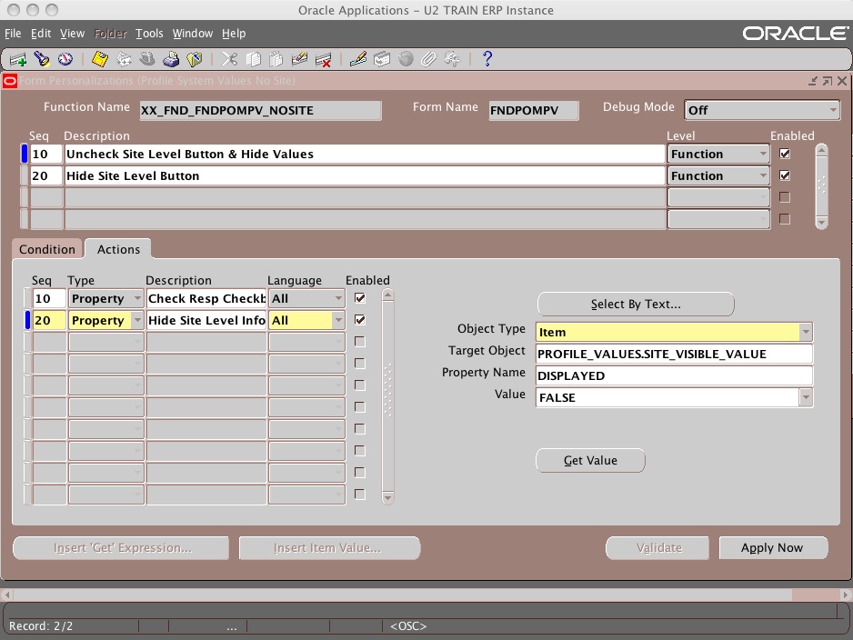 Snapshot 2009 01 16 15 22 01 Form Personalization: Limit Site Level Profile Options Access on the form FNDPOMPV